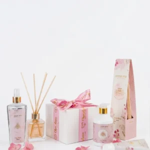 Pampering Tiny Pink Gift Set with Diffuser, Fabric Fragrance Spray, Body Cream and Hand Cream