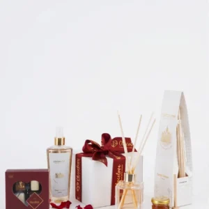 Heartwarming Gift Set with Deep Ocean Diffuser, Fabric Fragrance Spray, 4 Milk Chocolates and Honey