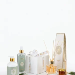 Pampering Gift Set with Victory Diffuser, Fabric Fragrance Spray, Body Cream and Honey