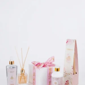 Pampering Tiny Pink Gift Set with Diffuser, Rich Body Cream, Hand Cream and Fabric Fragrance Spray
