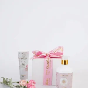 Tiny Pink Fabric Fragrance Spray and Hand Cream Gift Set with a Flower